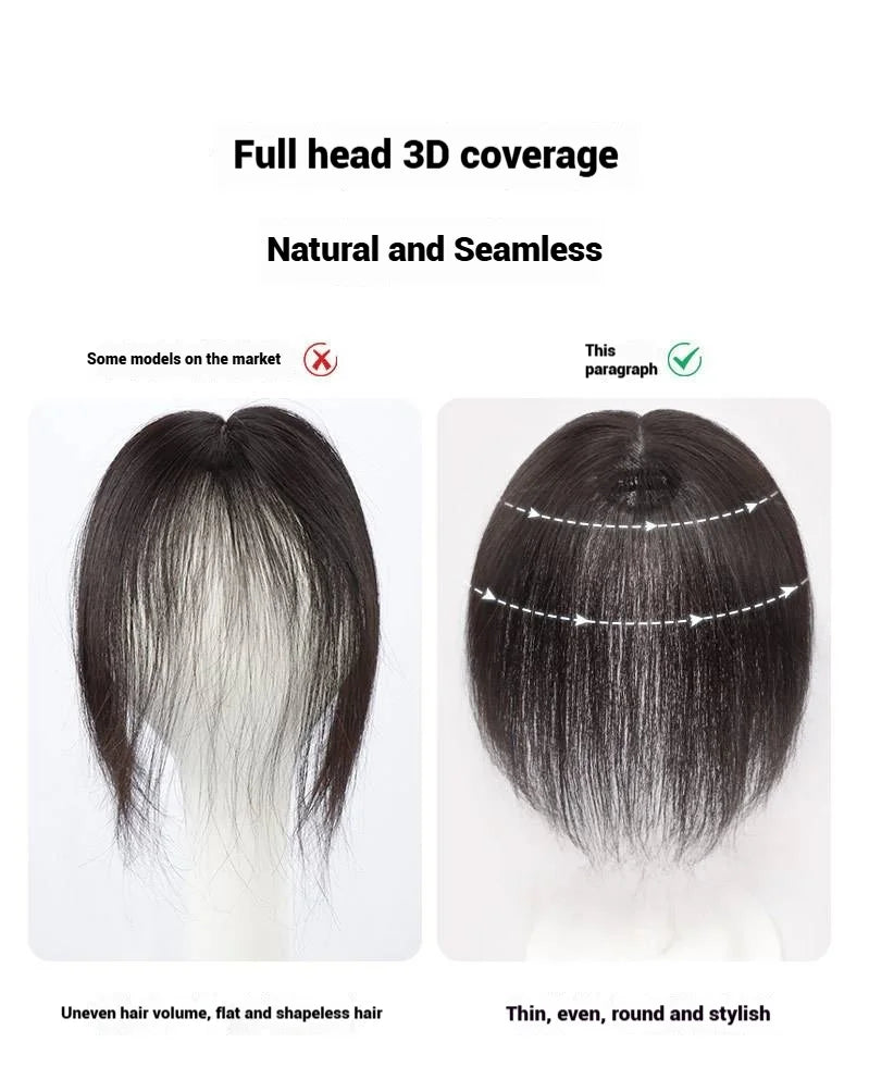 7x10cm Breathable Lace Human Hair Toppers 10 Inch Invisible Clip In Bangs for Women Natural Hairpieces Cover Thinning Hair Daily