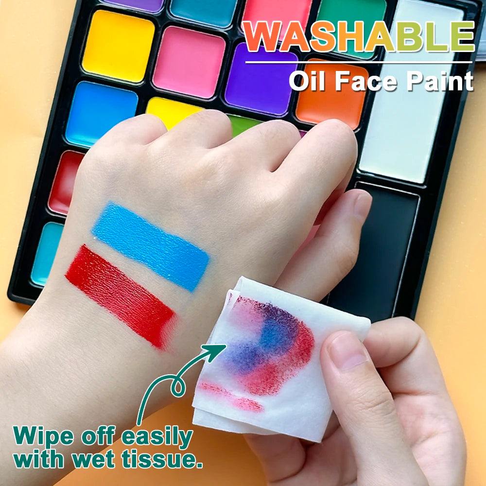 22 Color Face Body Painting Kit for Kids Adults,Face Paint Makeup Palette with Brush,Halloween Carnival Artist Cosplay Art Party