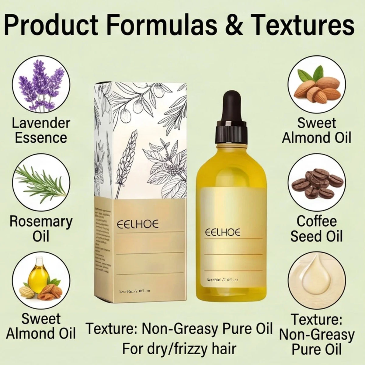 1/2/3Pcs Hair Oil Serum 60ml Lightweight Nourishing Scalp Care Oil Strengthen Hair Add Shine Dry Frizzy Hair Treatment