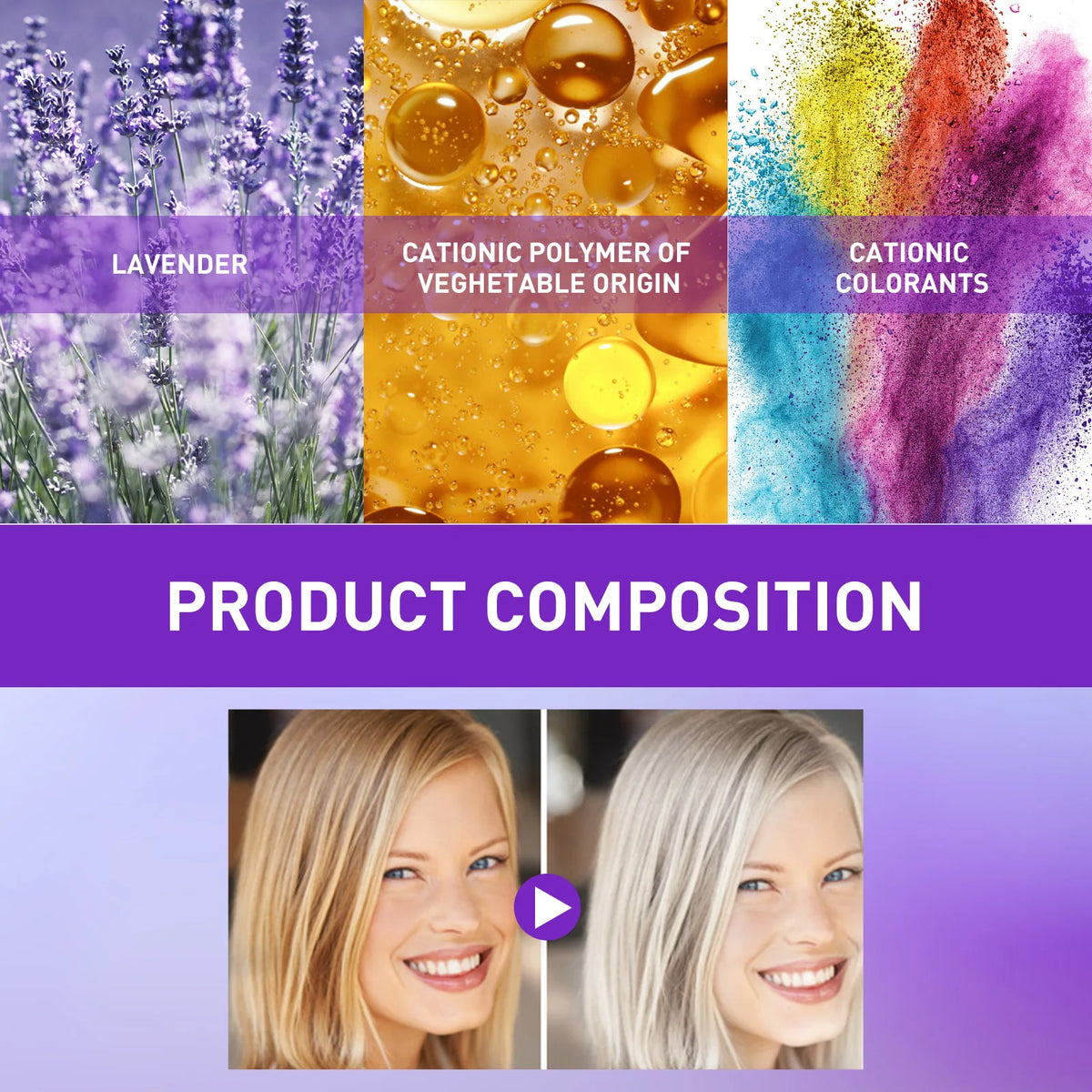 Color Fixing Purple Shampoo Lock Color Cover Gray Hair Fade Yellow After Bleach Hair Dye Long Lasting Non-irritating Care