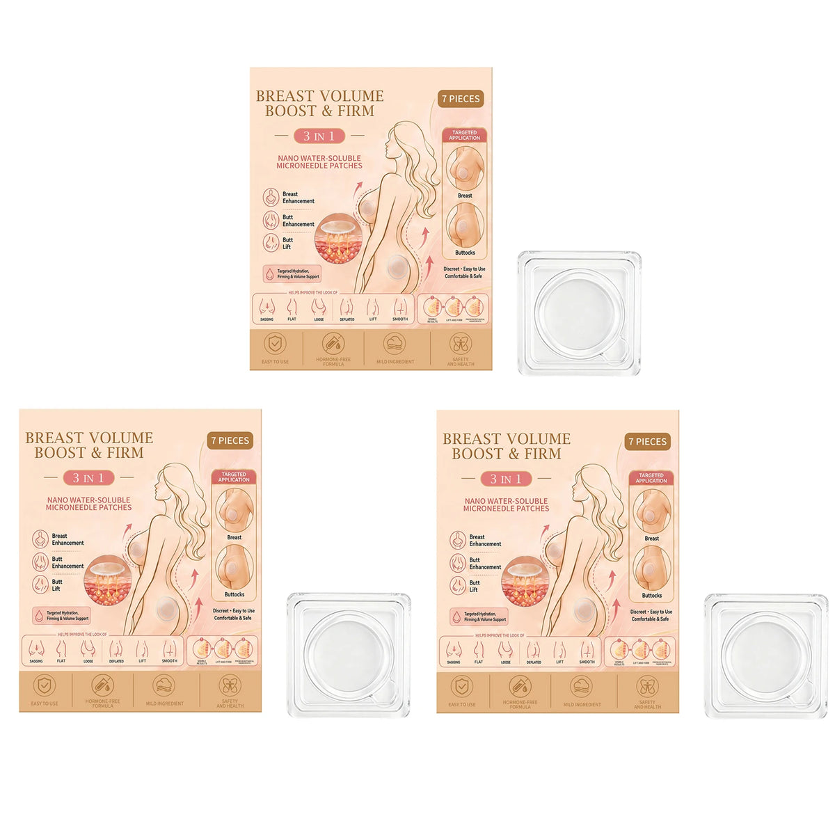Body Care Patch Bust Hip Targeted Skin Hydrating Supply Improve Skin Smoothness Flexible Breathable Material Mild Adhesive