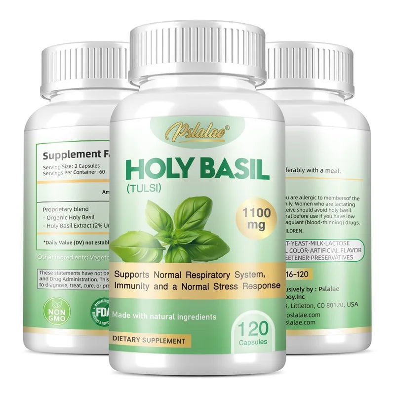 Holy Basil Capsules - Enhance Immunity, Relieve Stress, Relax The Body and Mind, Improve Vitality and Energy Levels