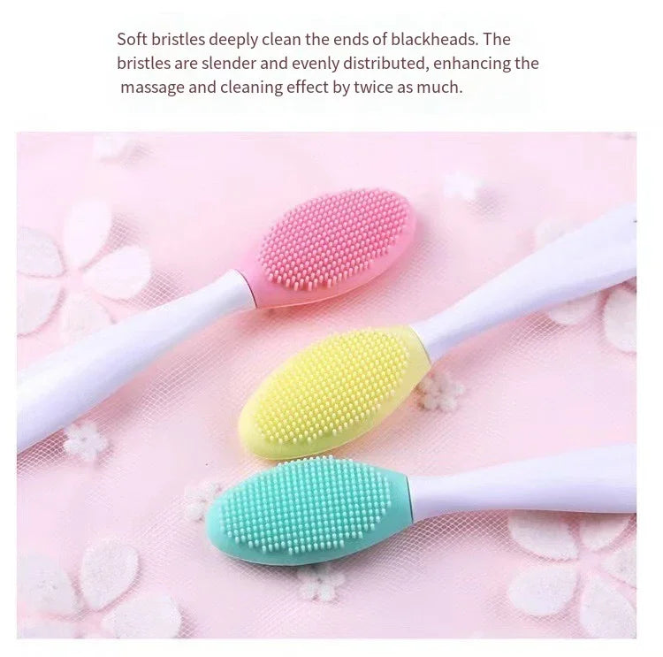 1-5pcs Skin Care Lip Exfoliating Facial Cleansing Face Scrub Nose Brush Blackhead Remove Silicone Double-Sided Skin Care Tool