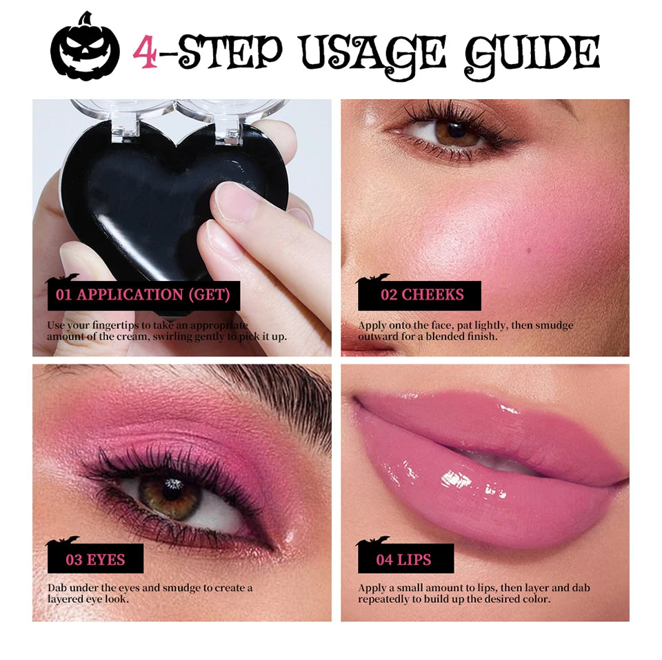 Magic Black Cream Blush PH Color Changing for Cheeks Lips Shadow Beeswax Halloween Cosplay Cosmetics