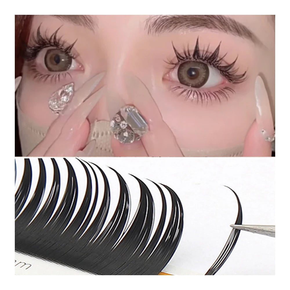 Glitter Individual Lashes Colorful Glitter False Eyelash Extension Russian Volume Premade Fan Christmas Halloween Mink Lashes