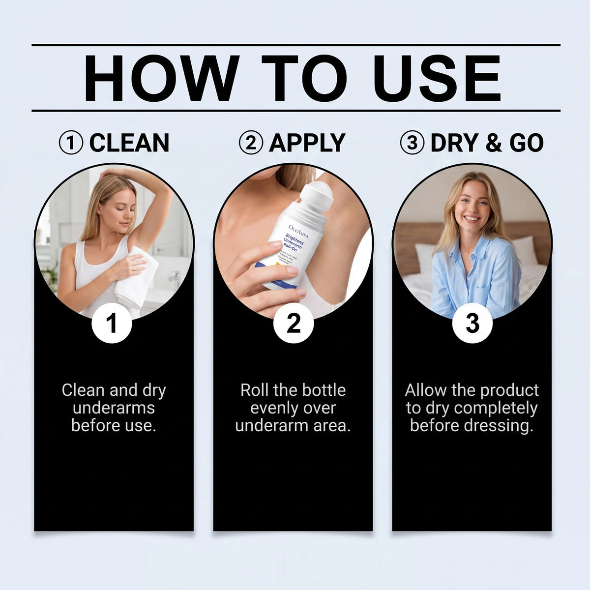 OceAura Kojic Acid Underarm Brightening Deodorant Roller Refresh Body Odor Improve Dark Armpits Underarm Care Roll‑on Deodorant