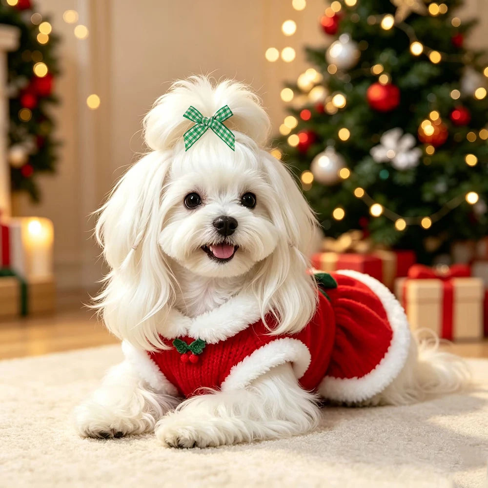 50pcs Christmas Small Dog Grooming Bows Xmas Style Pet Puppy Hair Bows Rubber Bands Dog Hair Accessories Pet Supplies for Dogs