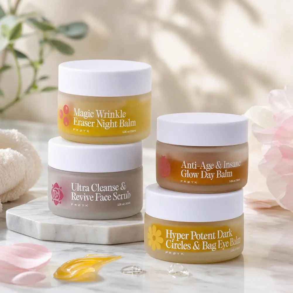 Froya Organics The Complete System For Mature Women's Skin Set Magic Wrinkle Eraser Night Balm Insane Glow Day Brand Cream Set