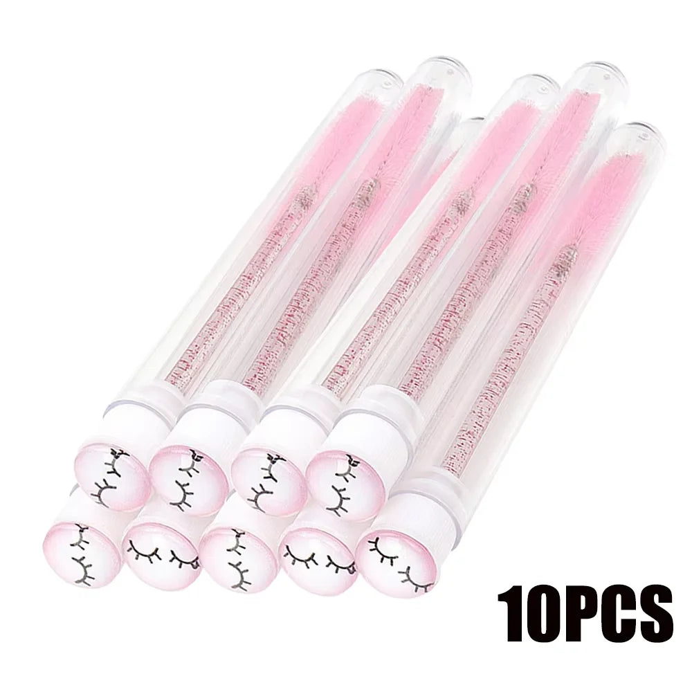 10/25Pcs Christmas Eyelash Brush Tubes Lash Extension Mascara Brushes Wand Eyebrow Comb Spoolies Container Applicators Tools