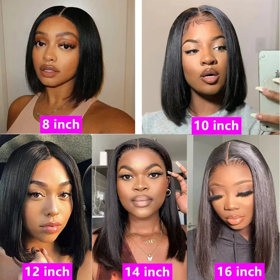 13X4 Lace Front Wig Pre Plucked Human Hair Wigs Short Straight Bob 13x6 Lace Front Wigs Remy Brazilian Human Hair Wigs 250% 5x5 Glueless Wig For Women