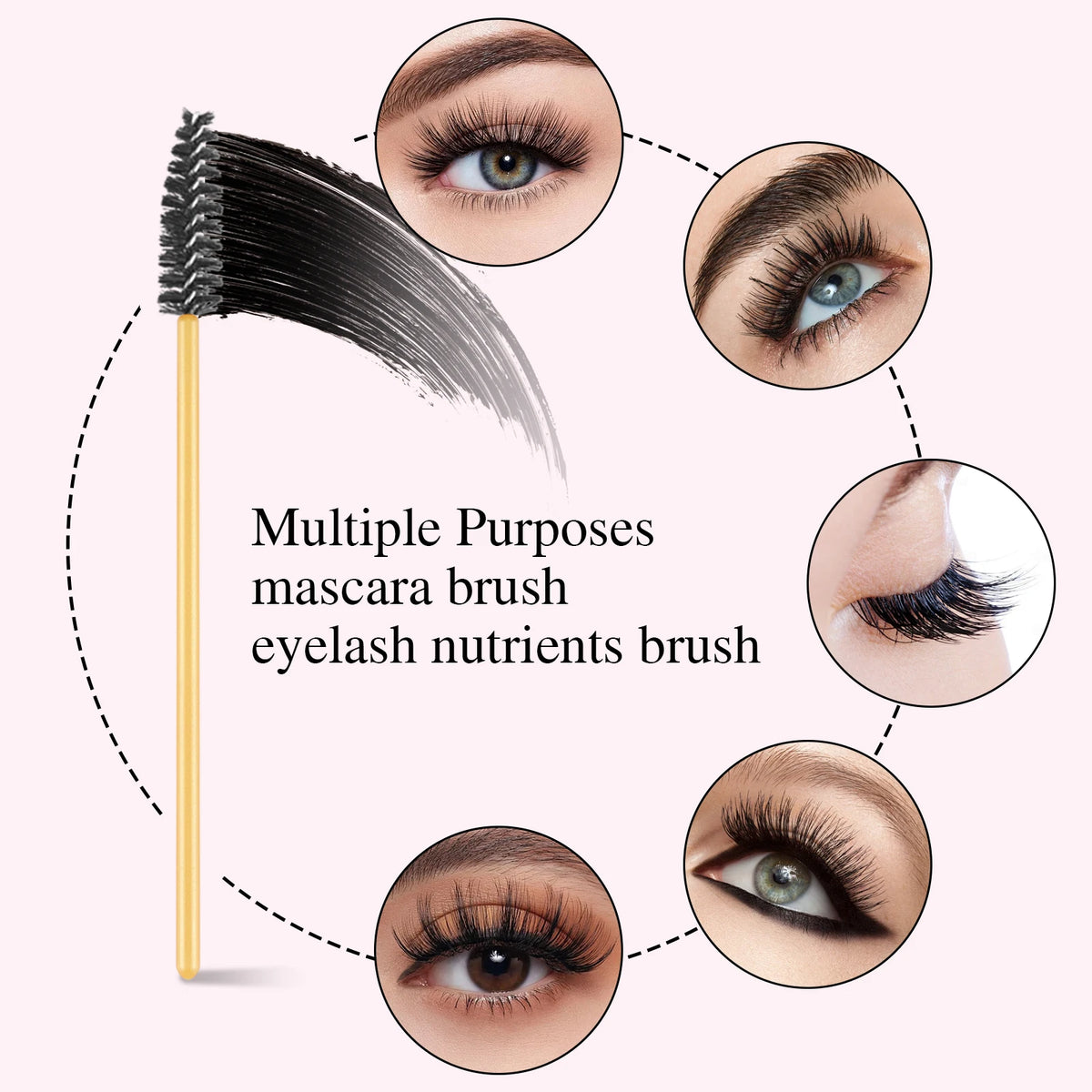 6Pcs Eyelash & Eyebrow Makeup Tools Kit Eyelash Curler Dual End Brow Brush Lash Comb Spoolie Applicator