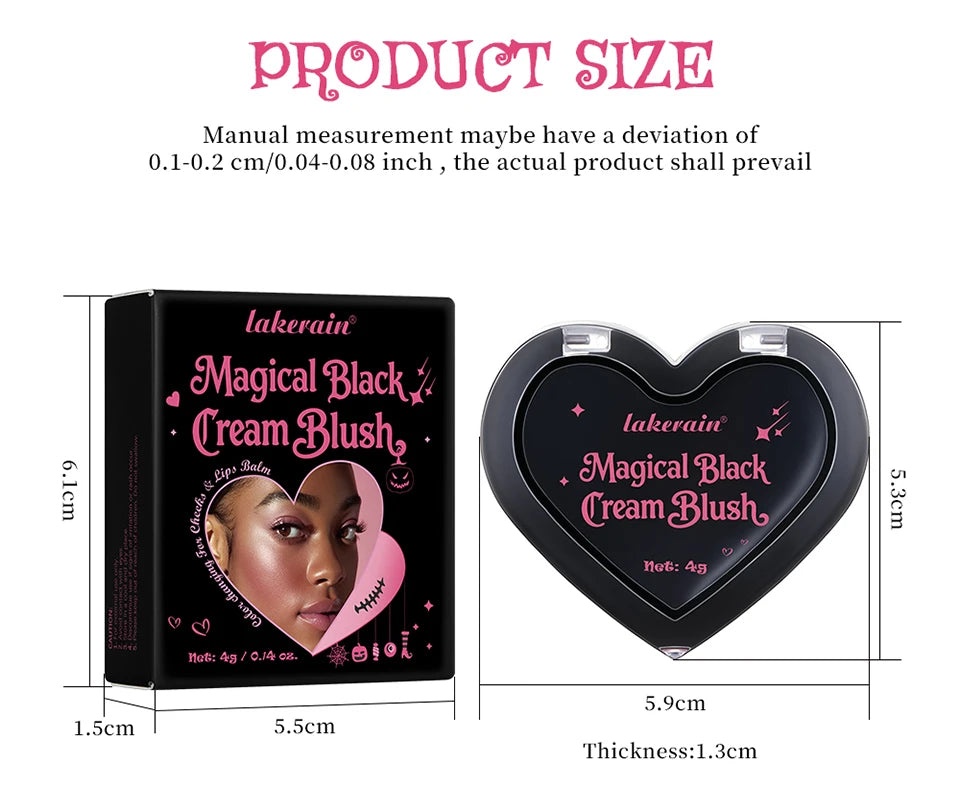 Magic Black Cream Blush PH Color Changing for Cheeks Lips Shadow Beeswax Halloween Cosplay Cosmetics