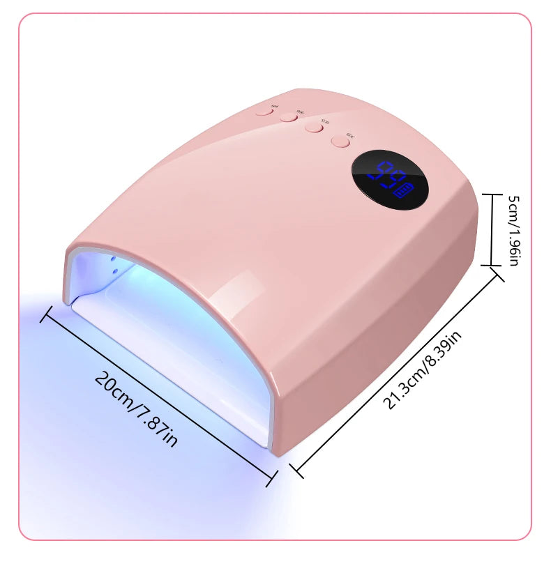 168W UV LED Nail Lamp Rechargeable Cordless Nail Dryer with 4 Timing Modes UV Light for Manicure with 7500mAh Battery