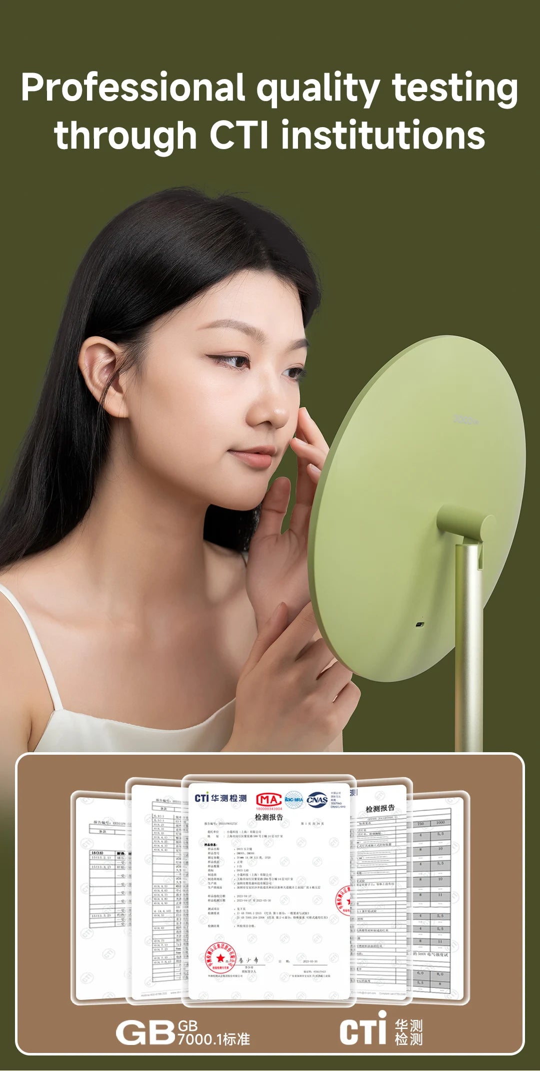 DOCO Makeup Mirror Desktop Adjustable LED Light High Quanlity Metal Texture Perfect for Gift Giving
