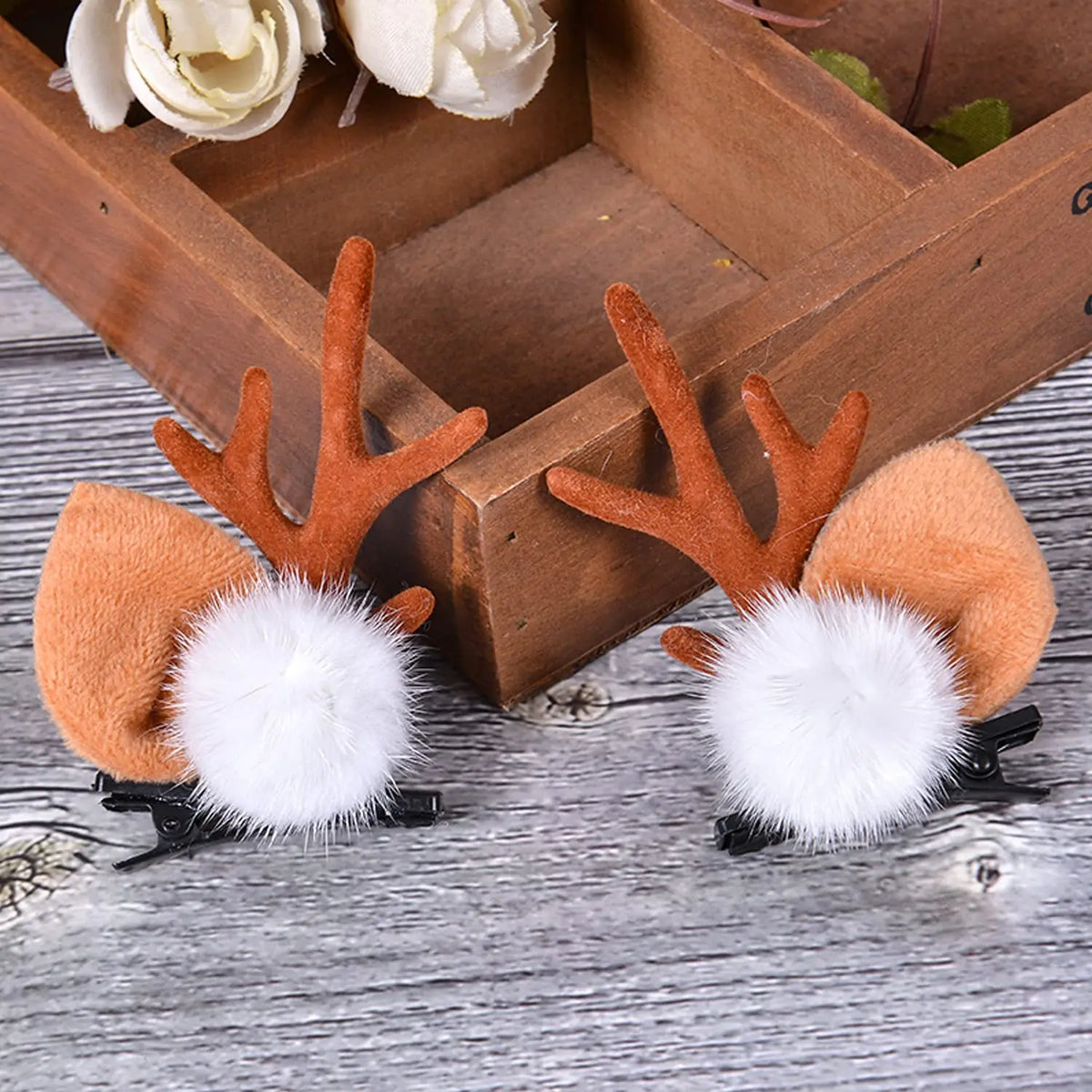 1/2Pairs Christmas Reindeer Antlers Deer Ears Headband for Women Cute Christmas Hair Clips Accessory