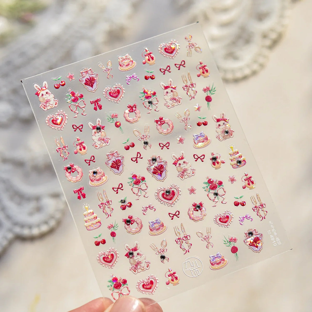 Gentle Christmas Pink Gold Bow Christmas Tree Star Bow Merry Christmas 5D Nail Stickers Self‑Adhesive Manicure For Xmas Nails