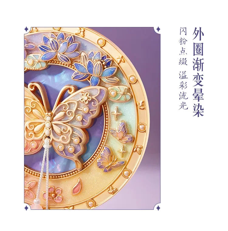 Dream Butterfly Luminous Pocket Makeup Mirrors Floral Butterfly Engraved Design,Portable Folding Mirror Birthday Gift