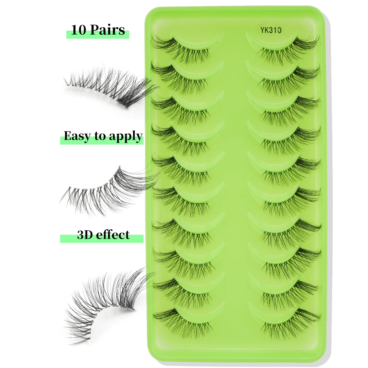 SHIDISHANGPIN 3/6/10 Pairs Half Lashes 3D Mink Lashes Faux Mink Natural Lash Soft Wispy Eyelash Dramatic False Eyelashes Makeup