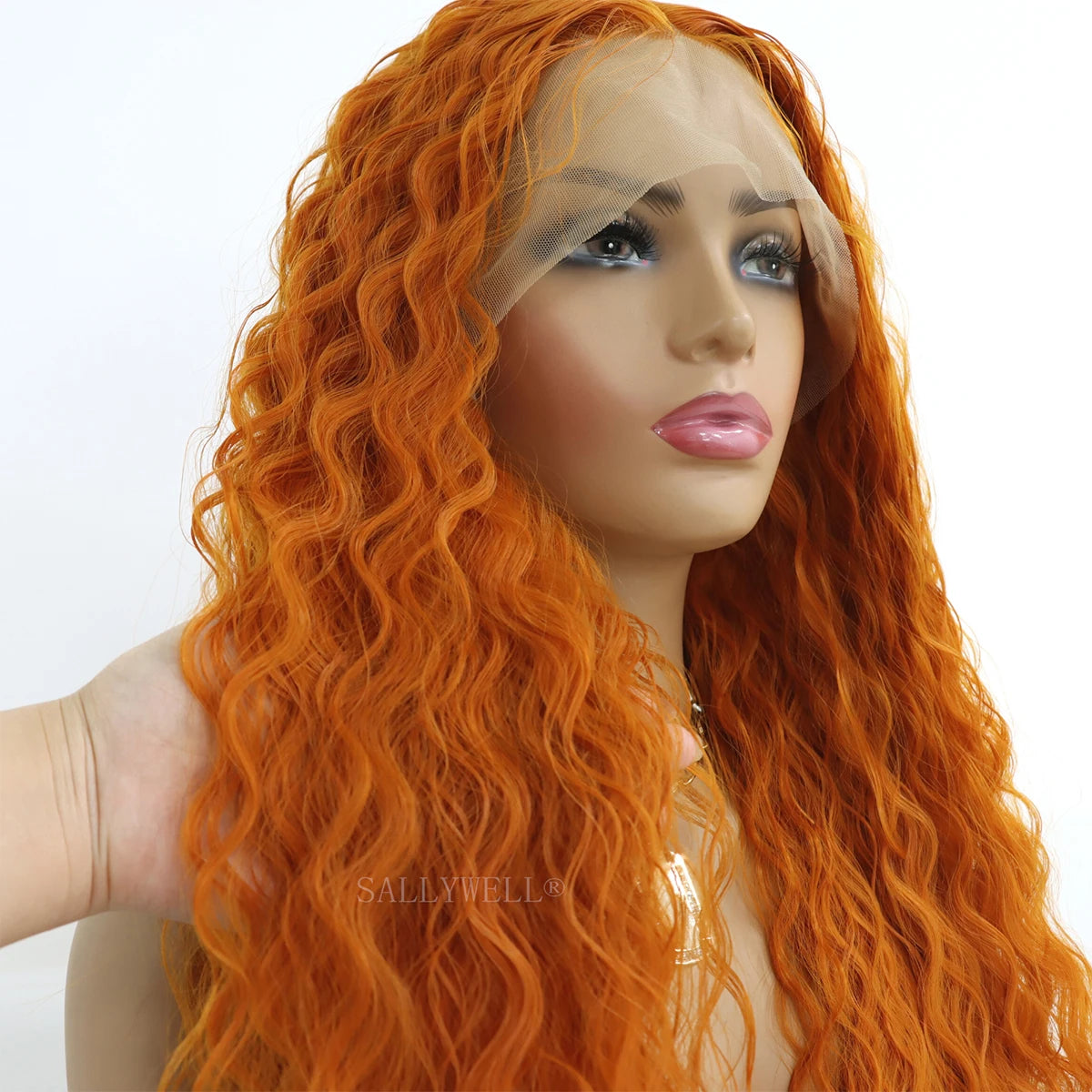 Long Curly Synthetic Lace Front Wigs Honey Blonde Wigs for Women Loose Deep Wave Wig Natural Looking Crimps Heat Resistant Hair