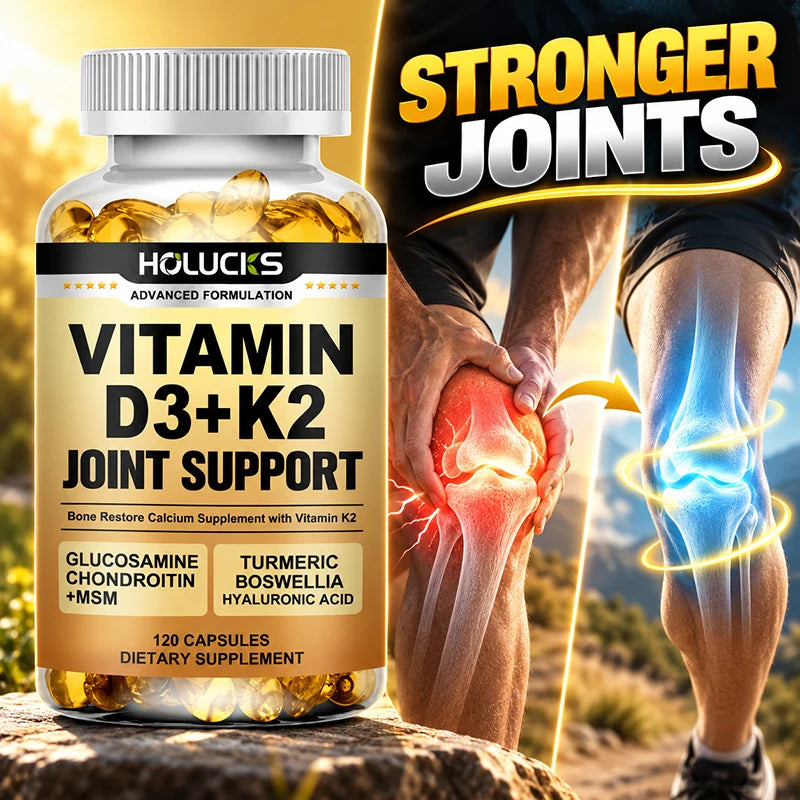 Advanced Vitamin D3 K2 Joint Support Supplement, for Heart & Bone Health, Cardiovascular & Immune Support, Calcium Absorption