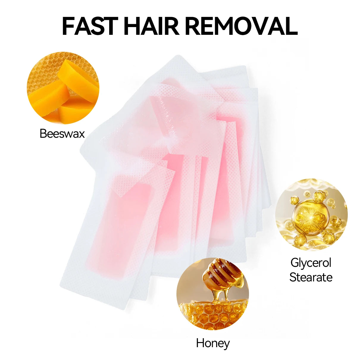20 Sheets (10 Double-sided) Rose Scent Hair Removal Wax Strips, Facial & Body Depilatory Kit for Eyebrow, Upper Lip, Cheek, Fing
