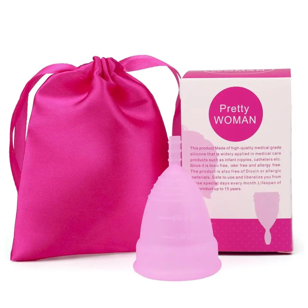 2 Pcs Feminine Hygiene Menstrual Silicone Cup Medical Silicone Menstrual Cup Lady Women Period Cup Copa Menstrual
