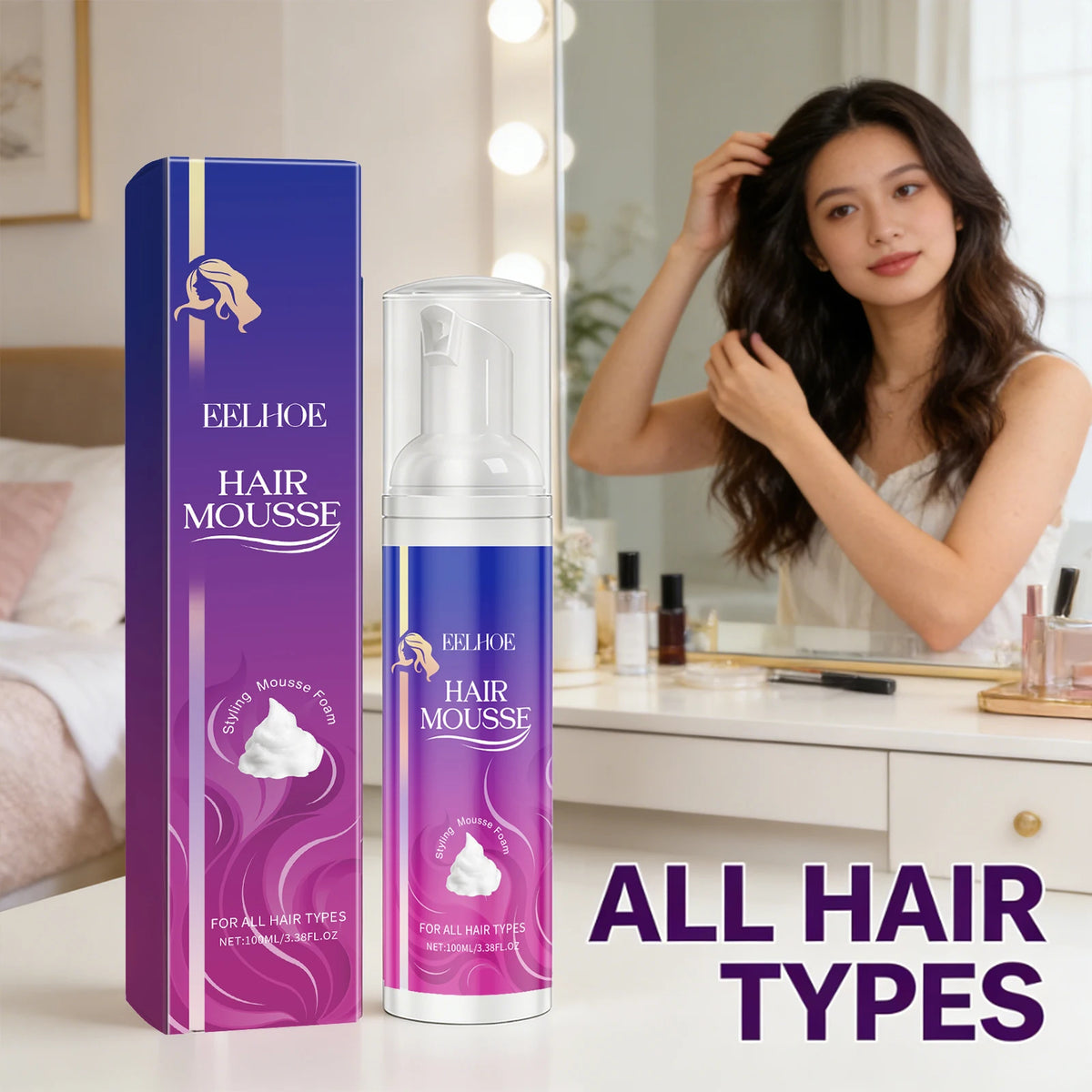 Hair Styling Mousse Moisturizing Long-Lasting Styling Natural Hair Wig Hairstyle Reduce Hair Fragmentation Hairdressing Wig Care