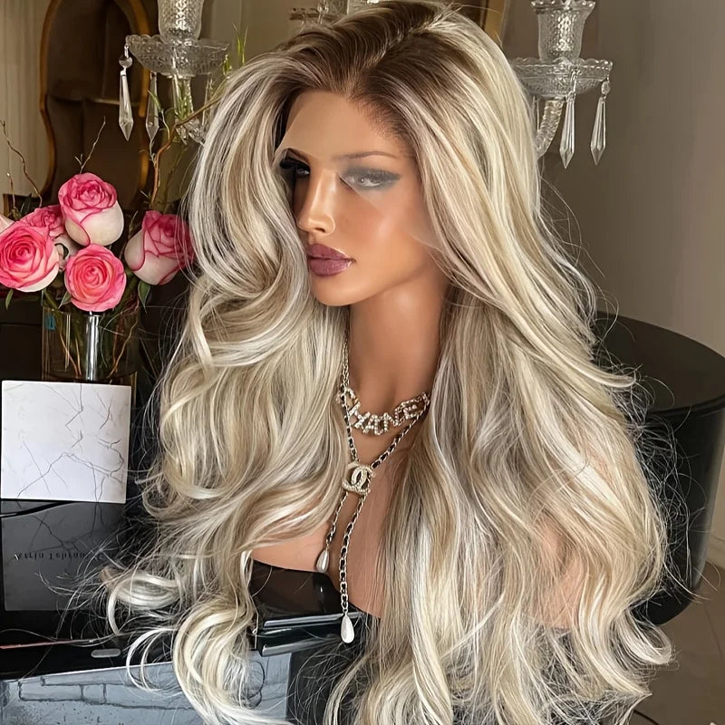 14inch Soft Bob Glueless Ombre Blond Body Wave Wig 150 Density 13x4 Lace Front with Baby Hair Pre-Plucked 100% Human Hair