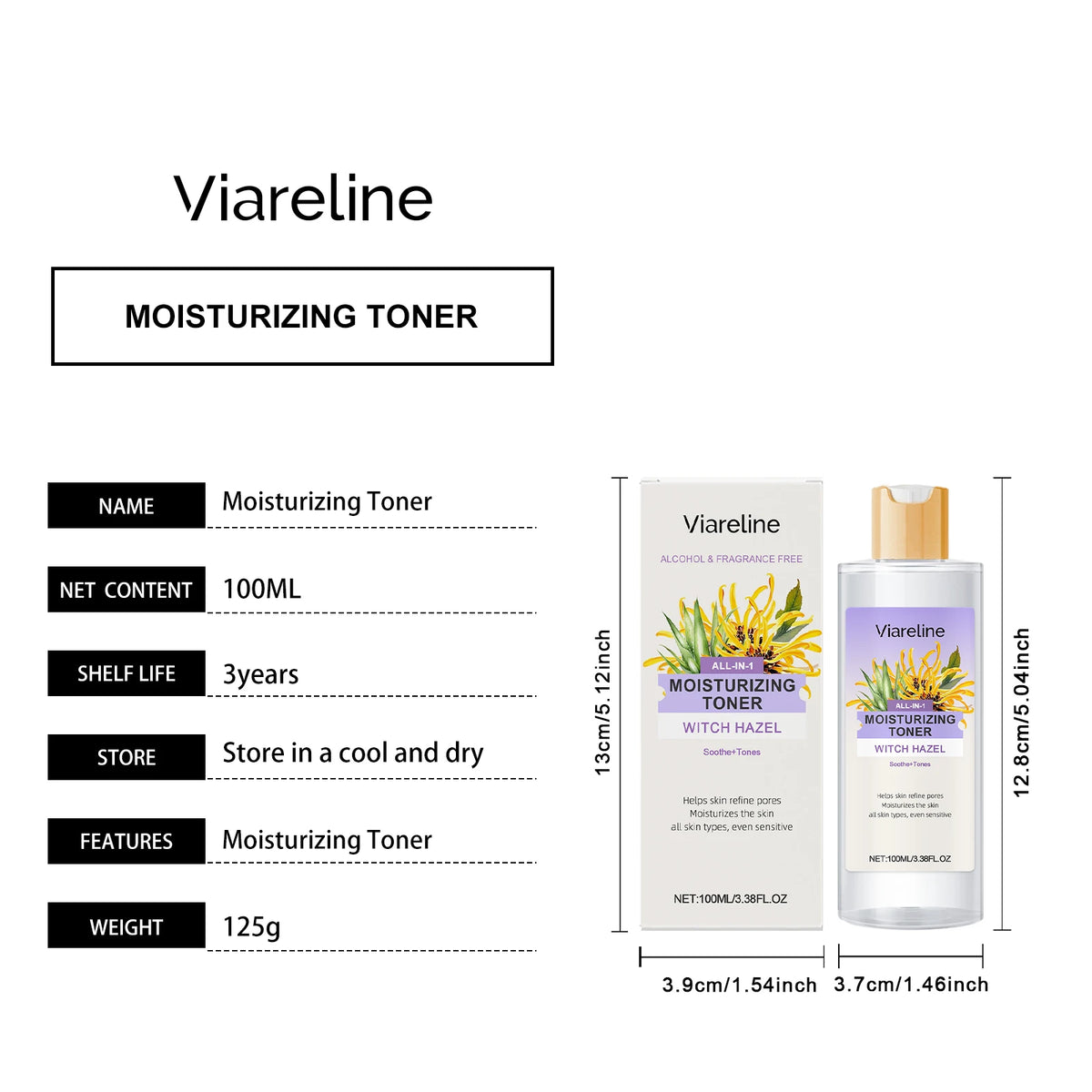 Witch Hazel Aloe Vera Facial Toner Moisturizing Sooth Dryness Evens out Redness Repair Skin Barrier After Sun Care Toner Serum