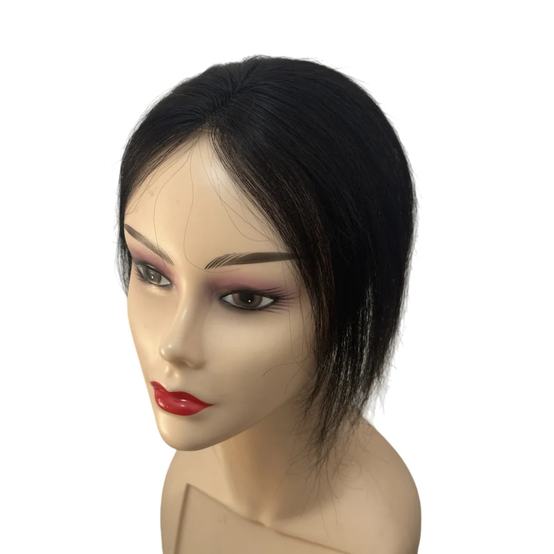 Invisible Human Hair Topper With Bangs Magic Tape Design Handmade Forehead Hairline Lace No Clips Bangs New Style