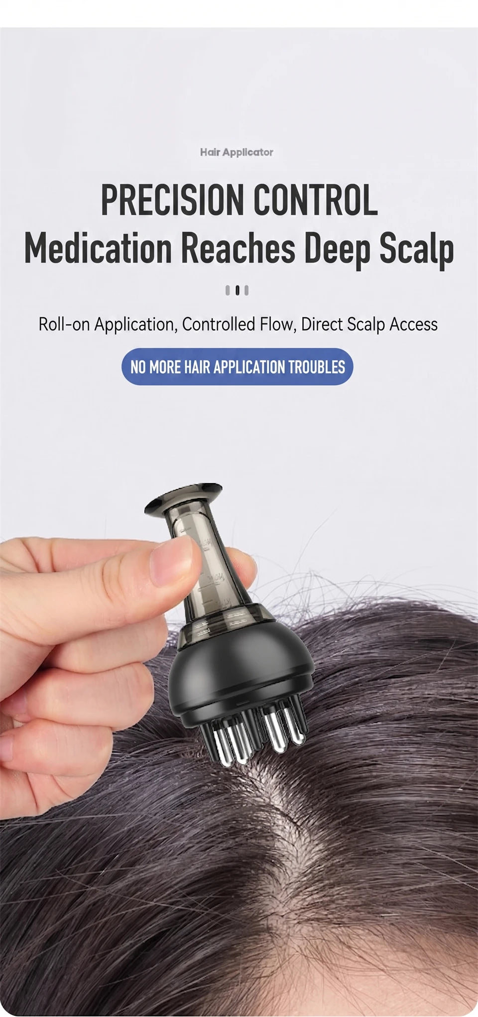 Mini Scalp Applicator Comb Hair Oil Dispenser 2-In-1 Roller Ball Massage Brush Clear Scale Root Delivery Hair Care Tool