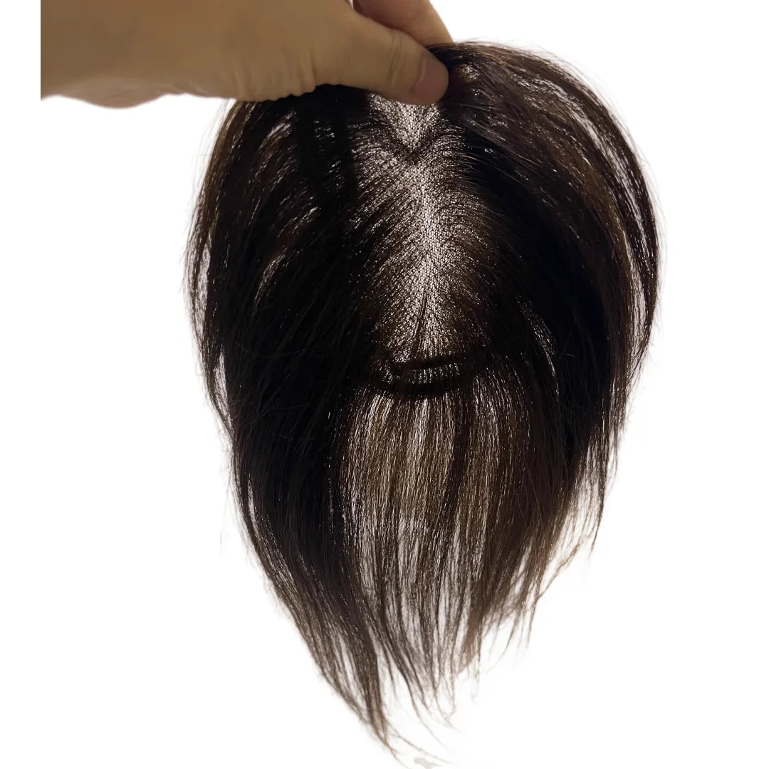 Ultra-Thin Mesh Hair Toppers 8x11cm Clip-In Bangs Hairpiece for Women Fluffy Real Hair Increase Volume Cover White Hair