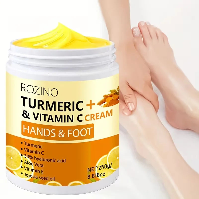 【Ultra Anti-Cracking】250G Turmeric Cracked Hand and Foot Care Cream - Anti-Cracking Repair Cream, Highly Moisturizing and Nourishing, Light Beige Color. Can Be Used on Dry Areas Such as Hands, Back of Feet, Ankles, Elbows