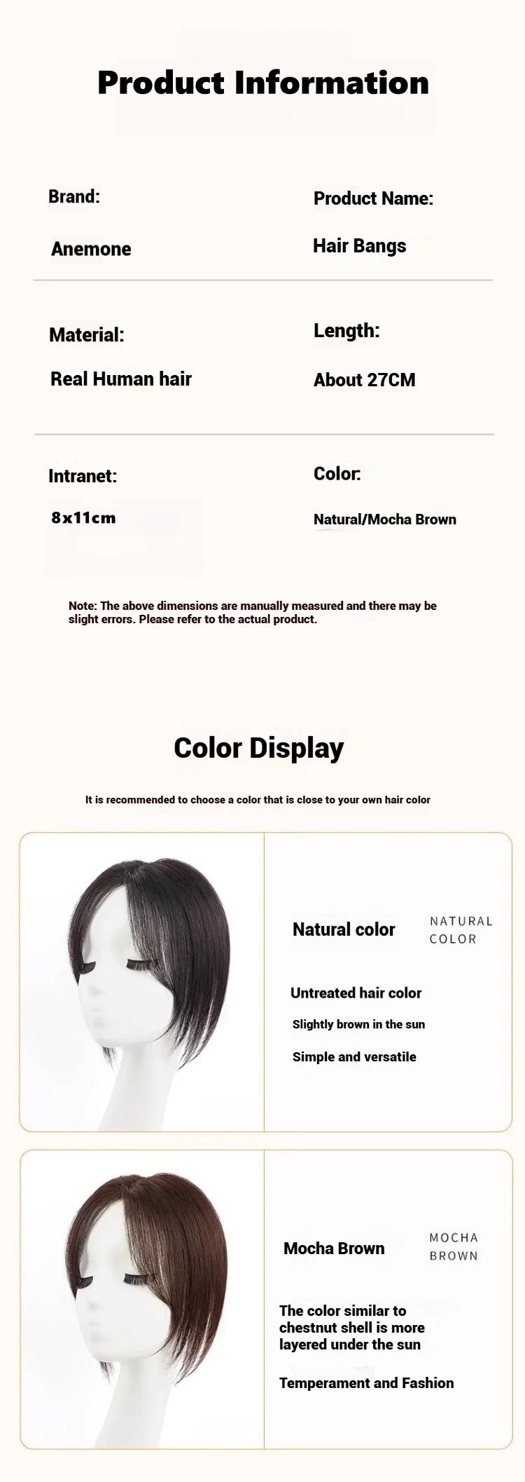Ultra-Thin Mesh Hair Toppers 8x11cm Clip-In Bangs Hairpiece for Women Fluffy Real Hair Increase Volume Cover White Hair