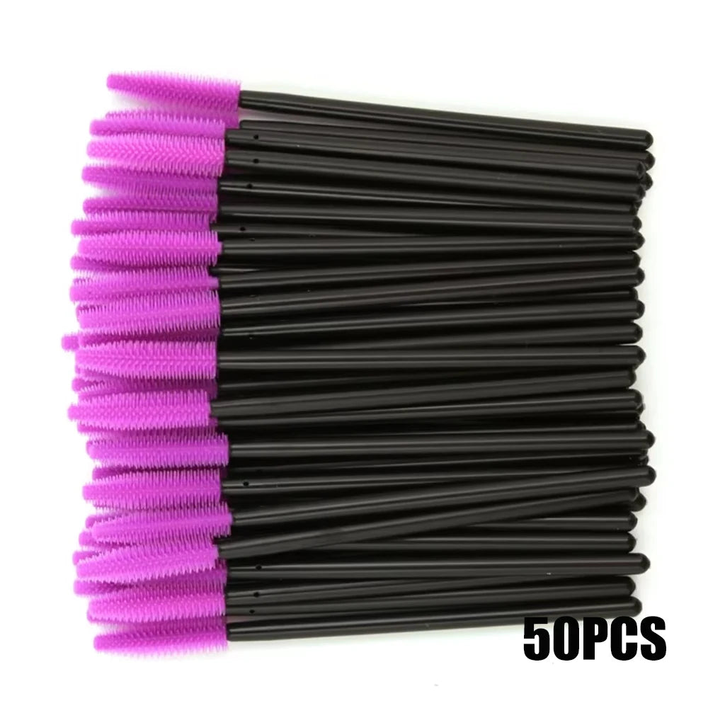 25/50PCS Eyelash Brush Silicone Gel Eyelashes Brushes Mascara Wands Applicator Spoolers Lashes Cosmetic Brushes Makeup Tools