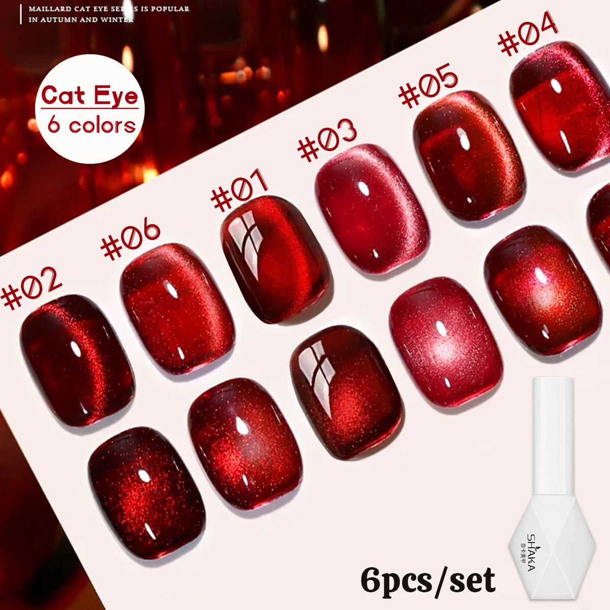 WS 10ML 6 Colors Shine Red Winter Christmas Cat Magnetic Gel Nail Polish Sparkling Glitter Semi Permanent Soak Off UV Gel