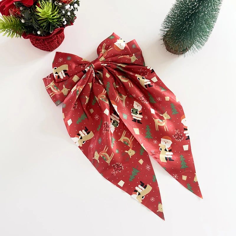Hot Selling Christmas Bows Ribbons Spring Clips Snowflakes Christmas Trees Santa Claus Hair Clips Holiday Party Hair Accessories