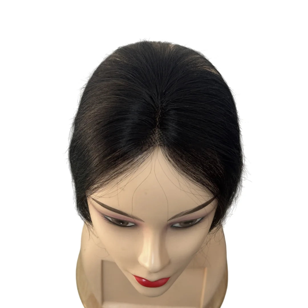 Invisible Human Hair Topper With Bangs Magic Tape Design Handmade Forehead Hairline Lace No Clips Bangs New Style