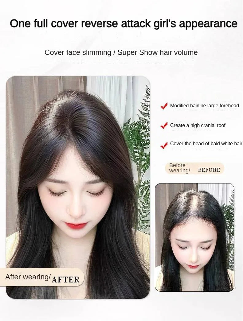 7x11cm Ultra-Thin Mesh Hair Toppers Clip-In Bangs Human Hair Fluffy Volumizing Cover Gray Hair Invisible Natural Women Daily