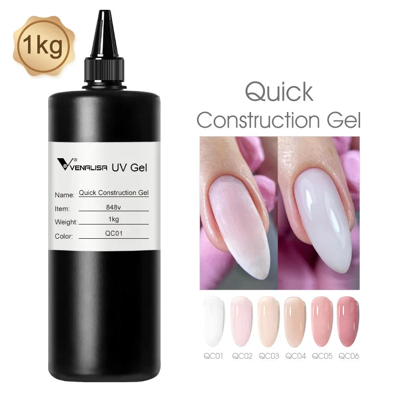 VENALISA Quick Construction Gel Jelly Color Semi Transparent Nail Gel Polish Fast Construction Soak Off UV LED Nude Pink Gel 7.5