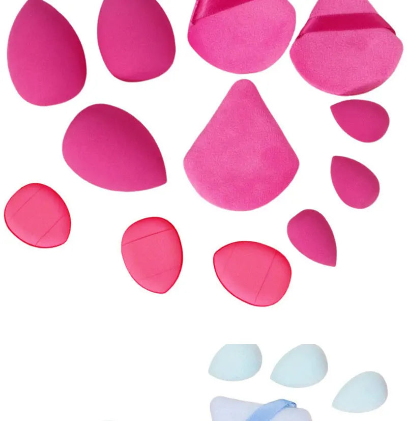Solid Color 12PCS Makeup Sponge Set, Loose Powder and Finger Catching Thumb Puff Cotton Mini Powders Puffs Soft Makeups Eggs Set