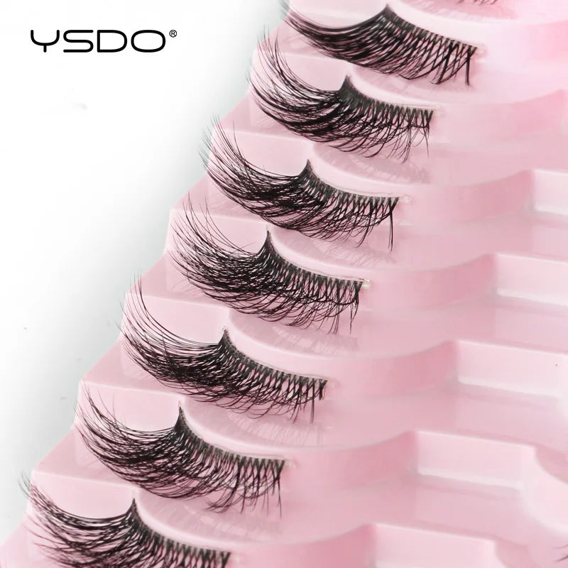 YSDO 5/10 Pairs Natural Eyelash Extension Hand Made Maquilagem Fluffy Fake Half Lashes Soft 3D Mink Lashes Makeup Faux Cilios