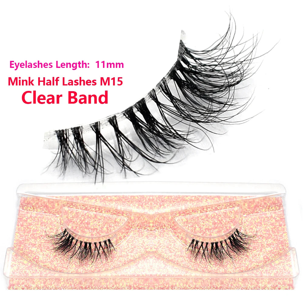 Half Lashes Short Mink Eyelashes Fluffy Soft False Eyelashes Wispy Cross Strip Eye Lashes Natural Mink Eyelash Extension Makeup