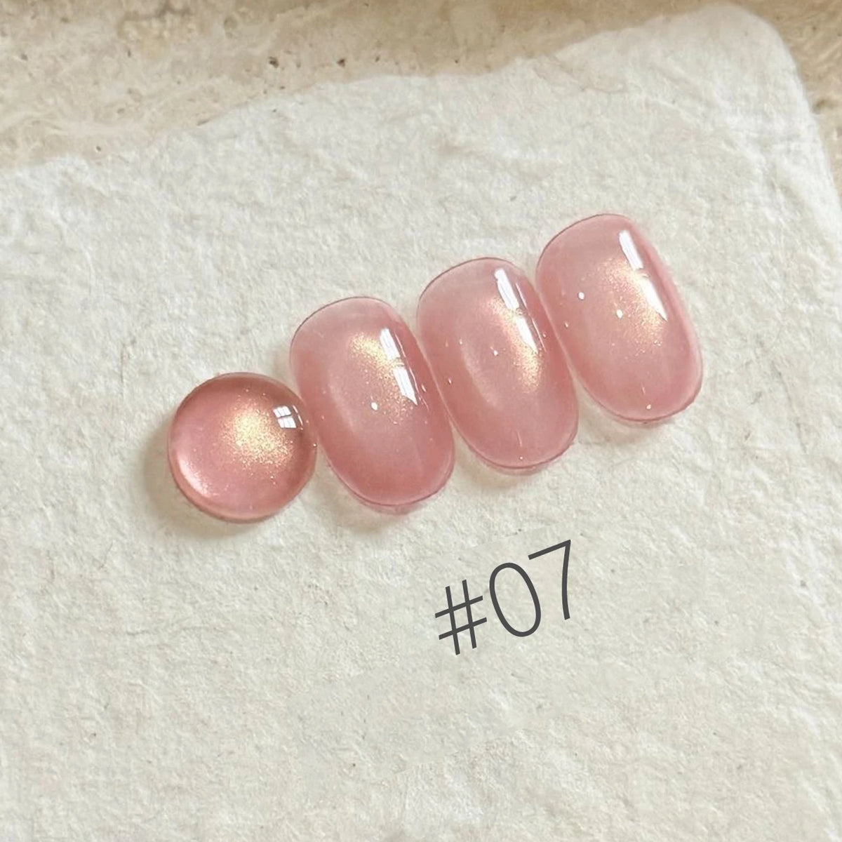 MN 10ML 1-16PCS Moonlight Ballet Magnet Cat Eye Nail Polish Gel Nude Pink Style With Gold Glass Beads Cat Eye Look Nail Polish