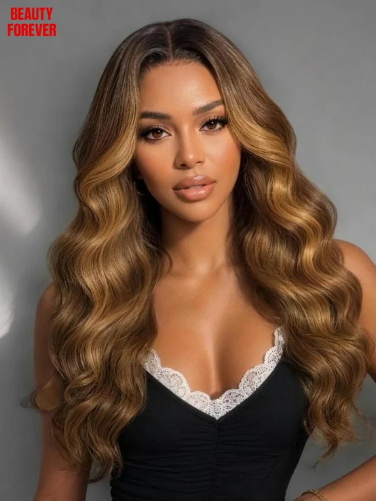 Beautyforever 7x5 Bye Bye Knots Glueless Human Hair Wig Jerry Curly Reddish Brown Color HD Transparent Lace Front Wig 180%