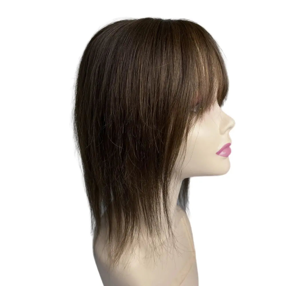 Brazilian Natural T-part Lace Base Hair Toppers for Women with 3D Bangs Clip in Hair Extension Cover Hair Loss Human Hairpiece