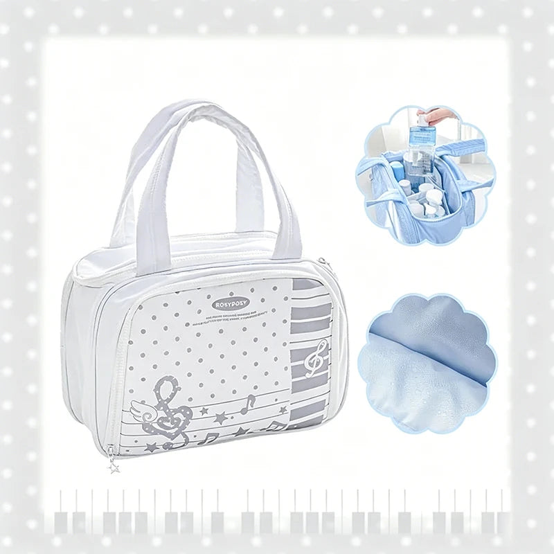 Large-capacity Partitioned Makeup Bag Sweet Cute Strawberry Musical Notes Handbag Portable Multi-layer Travel Toiletry Bags