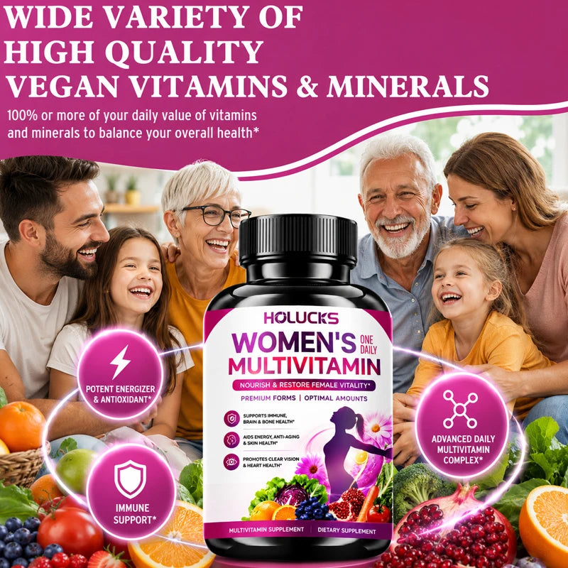 Women's Multivitamin Capsules, with Vitamin A C D3 E B- Calcium Zinc Collagen CoQ10, Support Energy, Bone, Anti-Aging & Vitality