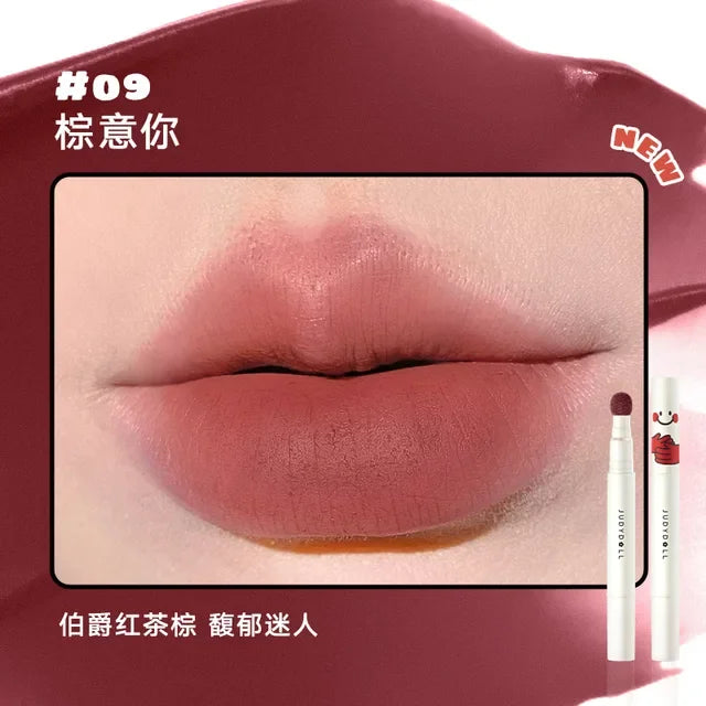 Judydoll Hydrating Non-sticky Lip Powder Cream Cushion Lipstick Matte Lip Stain White Lipsticks Light Lines Lip Clay Cosmetics