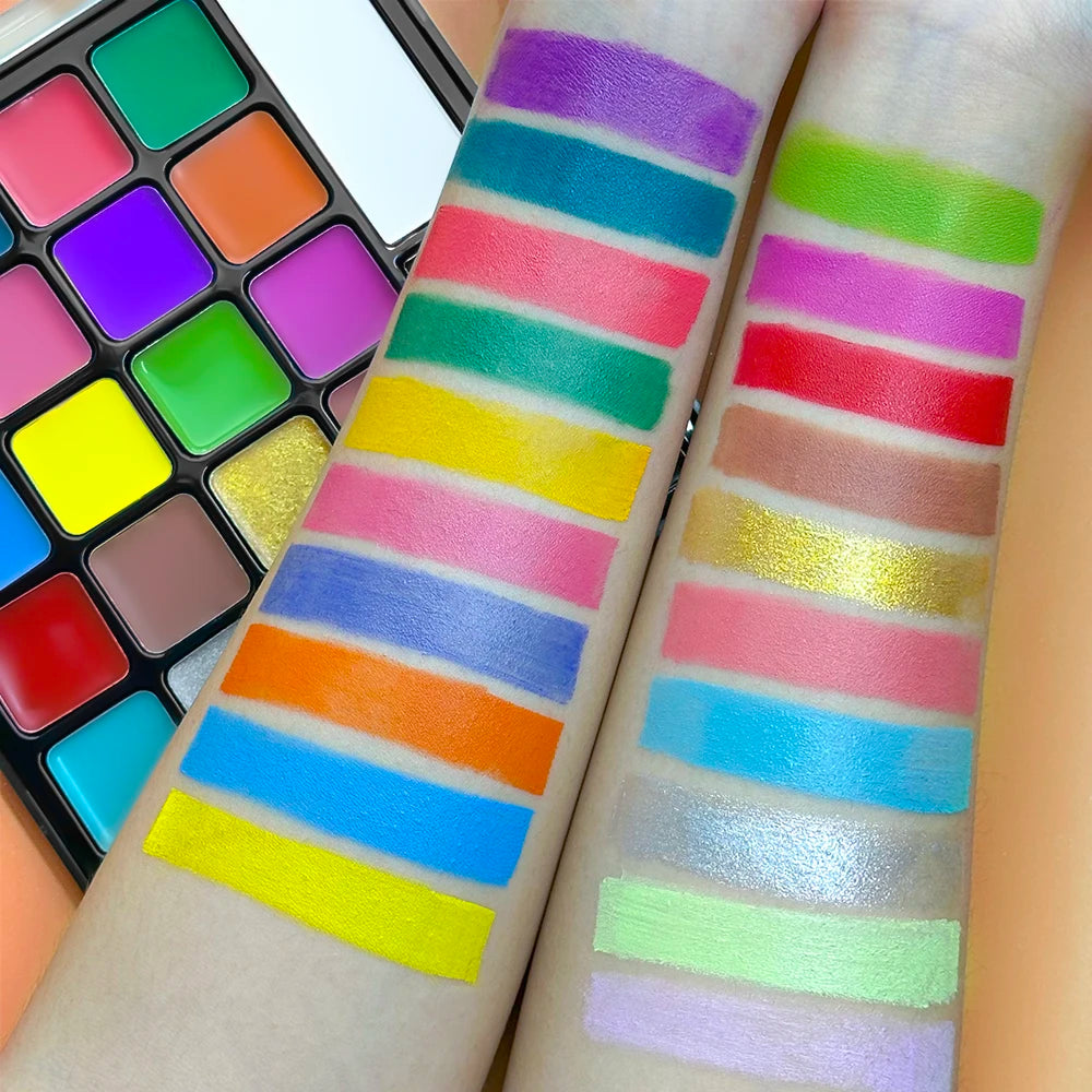 22 Color Face Body Painting Kit for Kids Adults,Face Paint Makeup Palette with Brush,Halloween Carnival Artist Cosplay Art Party
